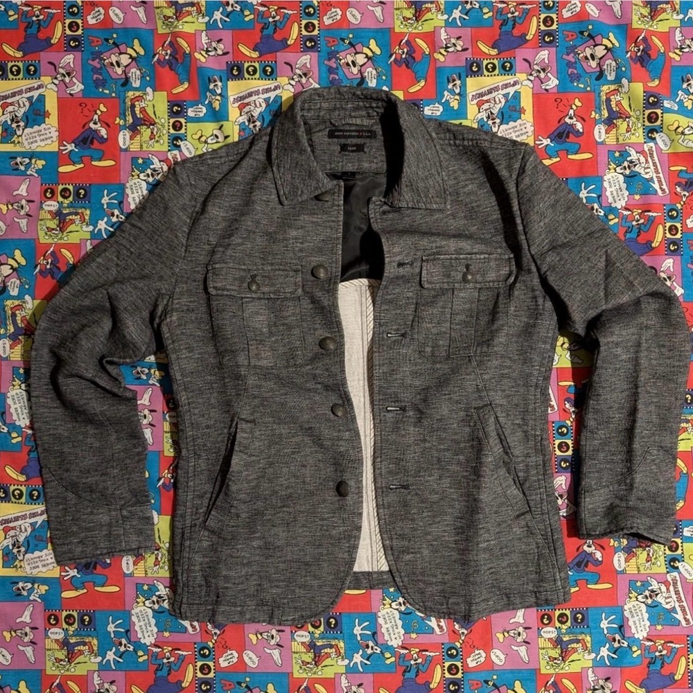 John Varvatos Men's Charcoal Gray Lightweight Shirt Jacket